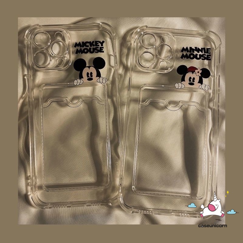Soft Case Bahan Tpu Dengan Slot Kartu Tahan Banting Motif Mickey Minnie Untuk iPhone 7 8 6 6s 14 Plus 11 12 13 14 Pro MAX XR X XS MAX SE 2020