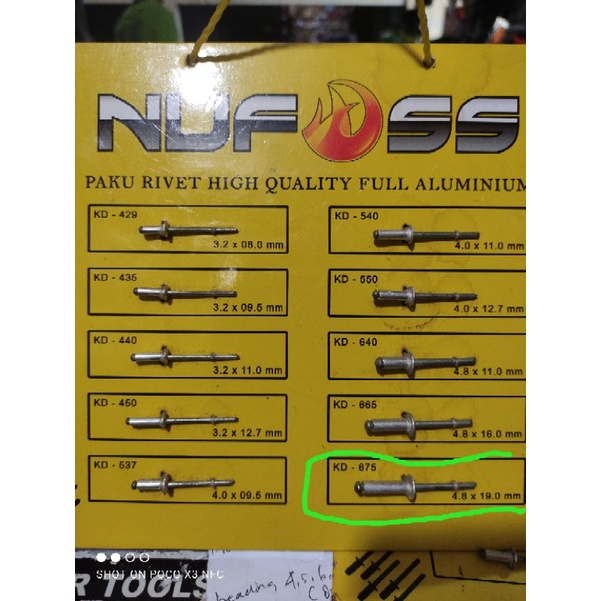 paku rivet rivotti KD 675( 4.8x 19.0mm) isi 50pc