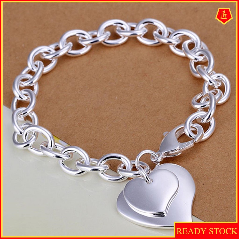 [Ready Stock]Classic Fashion Double Heart-Shaped Brand Bracelet