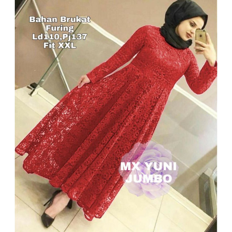 GrosirHasanah / P01LV Maxi Yuni Jumbo / Mxi Gamis Brukat Pesta Wanita Mewah Terbaru 2020/