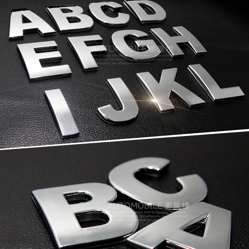 1 x 45mm Silver Metal DIY 3D Letter Alphabet Number Emblem Motor Car Emblem Sticker