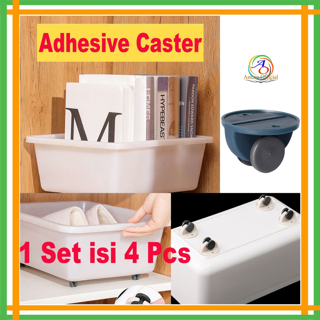 Roda Tempel 4 pcs Adhesive caster Organizer Rak Katrol Universal