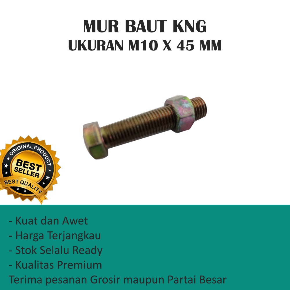 MUR BAUT UKURAN M10 X 45 MM KNG MURAH (HARGA PER 10 PCS)