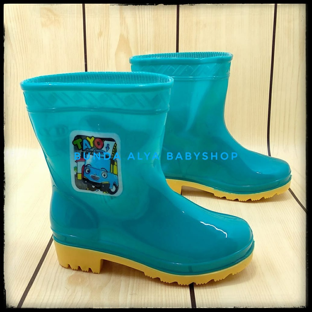 Sepatu Boots Air Anak Motif Kartun Musim Hujan Bahan Karet Terbaru Sepatu Boots Air Anak Laki Laki 1 - 4 Tahun Bus Lengkap SIze Sepatu Boots Hujan Anak Cowok Tahan Air Hijau Size 26 - 35