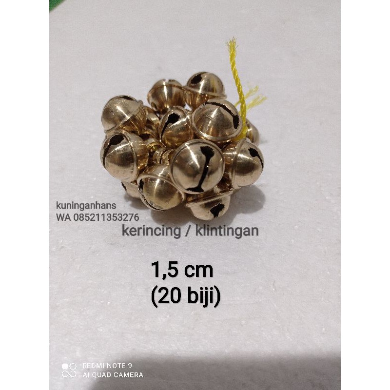 20 pcs / 1 kodi lonceng kerincing / klintingan kuningan 1,5 cm