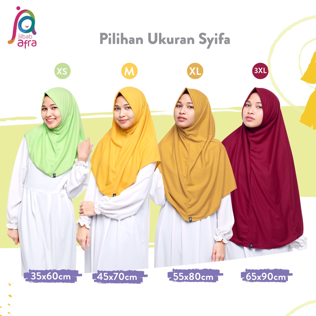 Jilbab Syifa Size XL - Bergo Syiria Non Pet Jilbab Afra (Arfa) - Hijab Instan Bahan Kaos, Adem, Lembut &amp; Nyaman