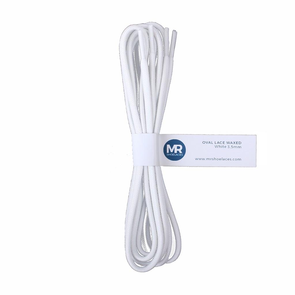 MR Shoelaces FC18 Putih WHITE Tali Sepatu Lilin Oval 3.5mm (Waxed Laces) 50cm 70cm 80cm 100cm 120cm 150cm 200cm - Premium Shoelace