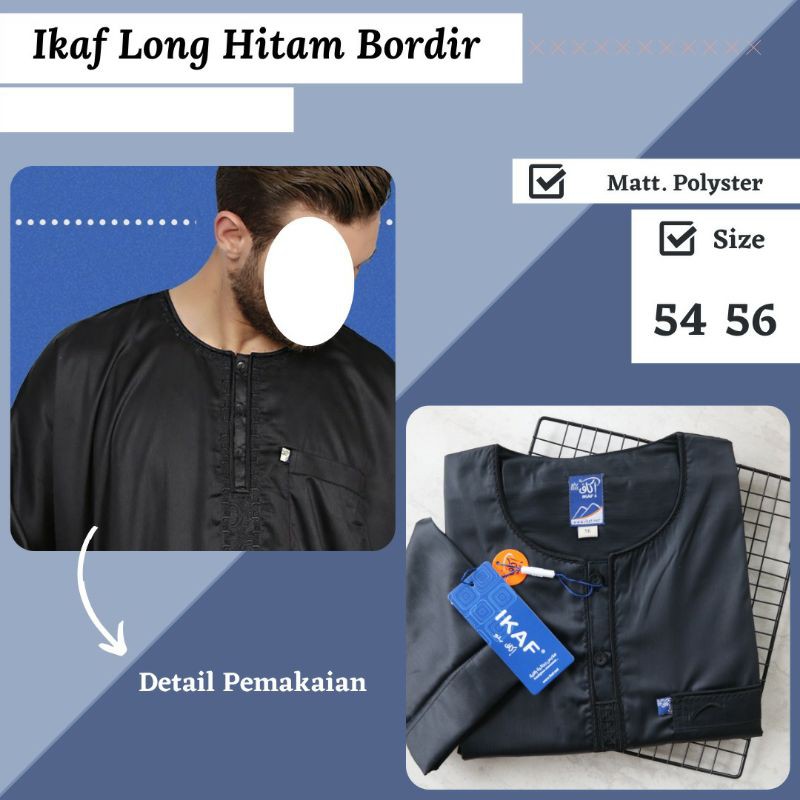Jubah Ikaf Long Hitam Bordir