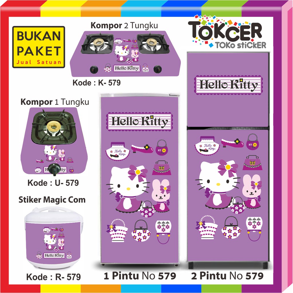 Stiker Kulkas/Kompor/Magicom Motif Hello Kitty Lilac