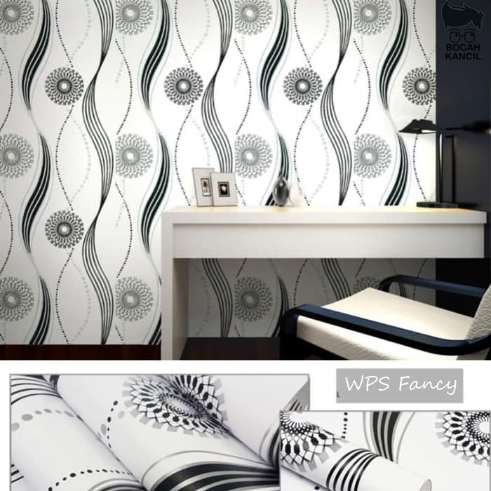 Wallpaper Dinding Motif Cakra Gerigi Hitam Putih