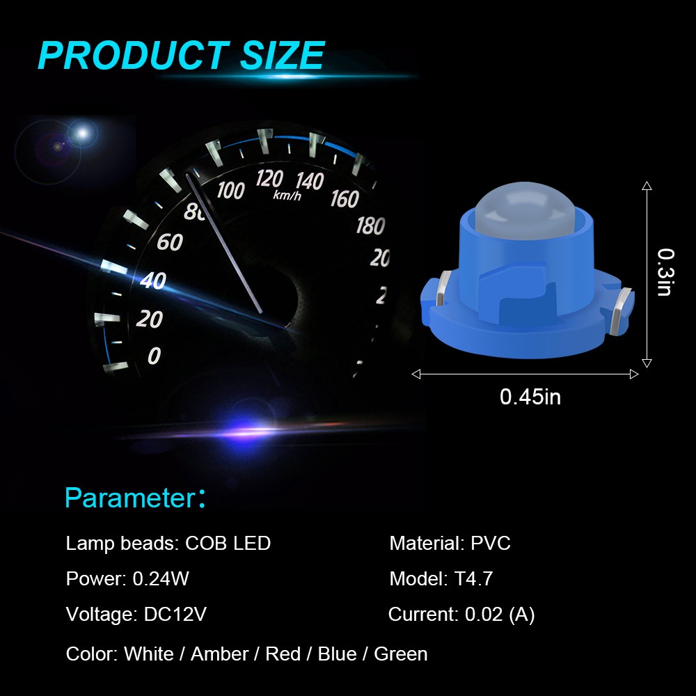 1piece Lampu led COB T4.7 W3W Untuk Interior Mobil Led Lampu Dashboard Speedometer panel 12V