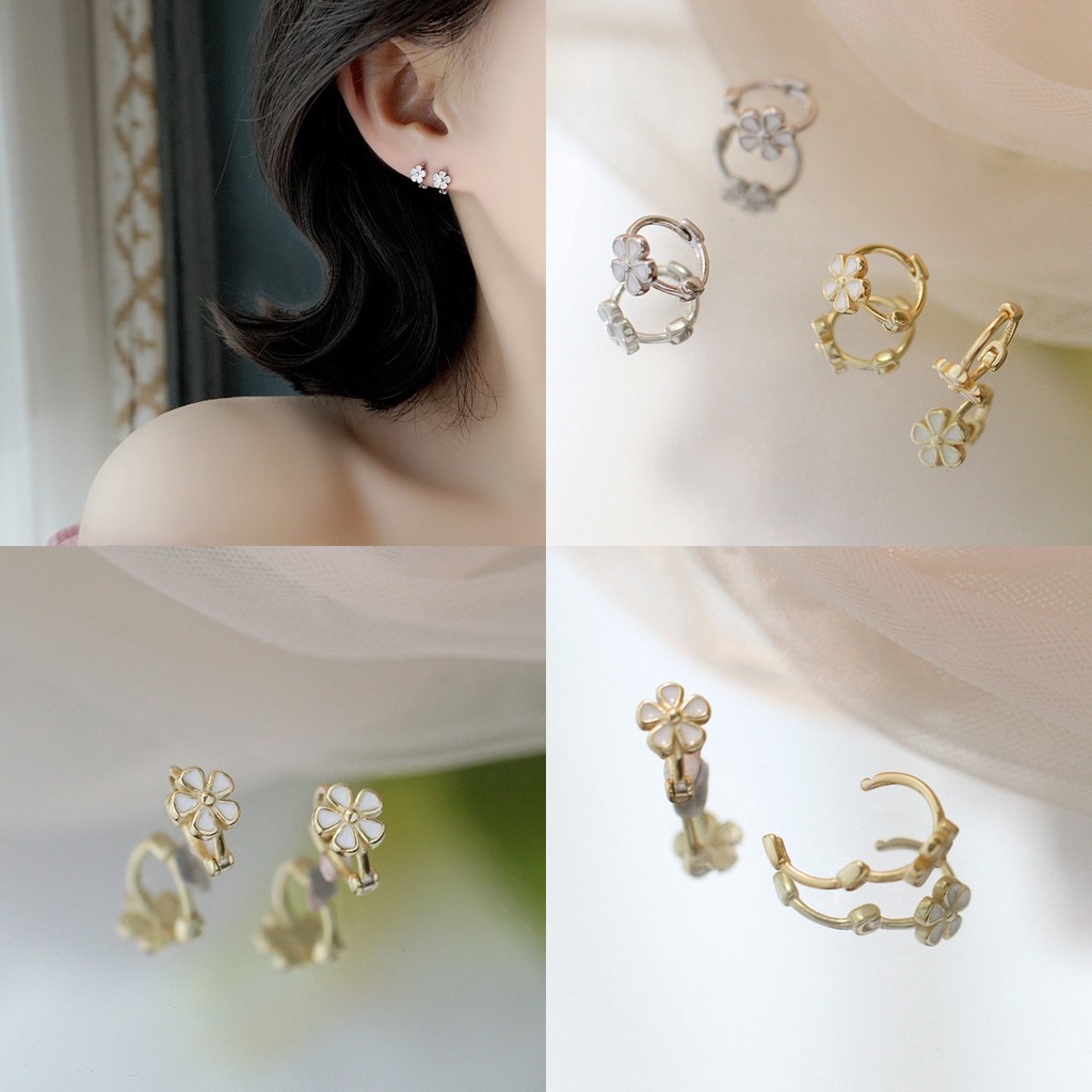 【COD Tangding】Anting Buckle Desain Daisy Gaya Retro Untuk Aksesoris Perhiasan