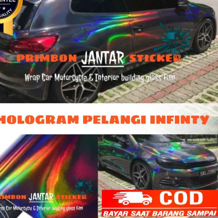 Terkini⭐ DWW.YZ Sticker skotlet bunglon hologram putih laser hitam pelangi © Sale