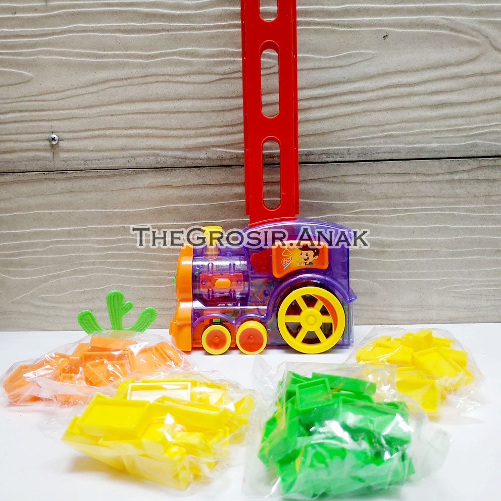 Domino Happy Train ISI 80PCS Mainan Edukasi Susun Lokomotif Kereta Api Domino