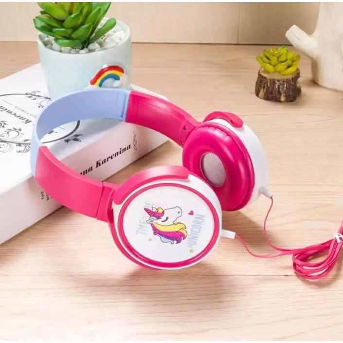 Headset Unicorn Bass Sound Plus Mic Headphone Kids Unicorn