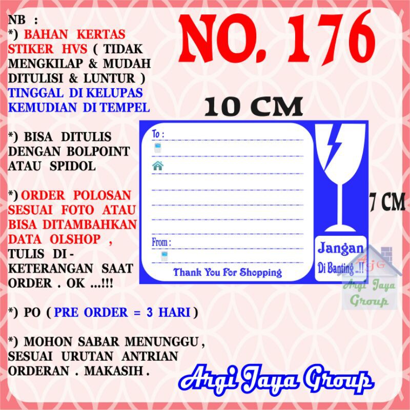 

Stiker HVS - Stiker Pengiriman - Sticker Alamat Olshop Murah Nomer 176-10x7cm