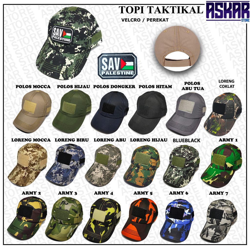 Topi taktikal tactical pria dewasa velcrow komando loreng militer abri TNI