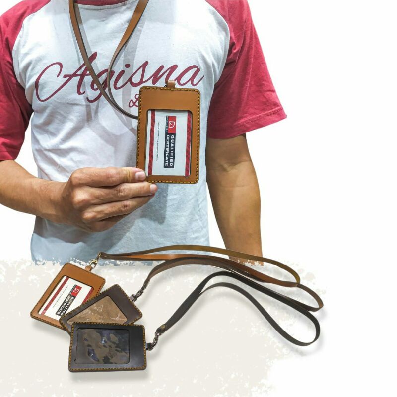 Gantungan Id Card - kulit pull ap premium