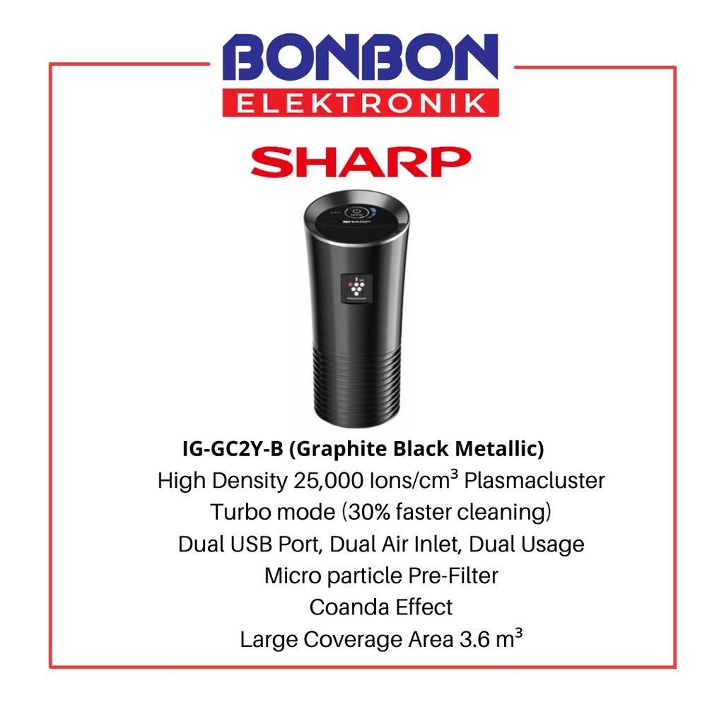 Sharp Car Air Purifier IG-GC2Y-B/N/P High Density Mobil Purifier