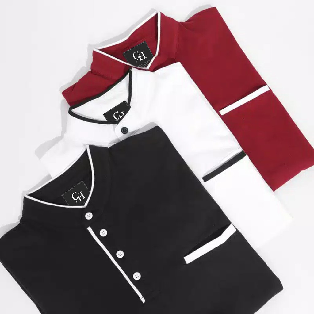 Kaos Polo Pria Terbaru Polos Tshirt Pria Lengan Pendek Kerah Shanghai Distro Bandung Original