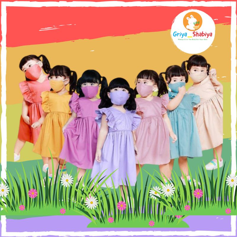 Dress anak ruffle-dress Ruby-Dress anak perempuan-ruffle anak polos-baju pesta anak