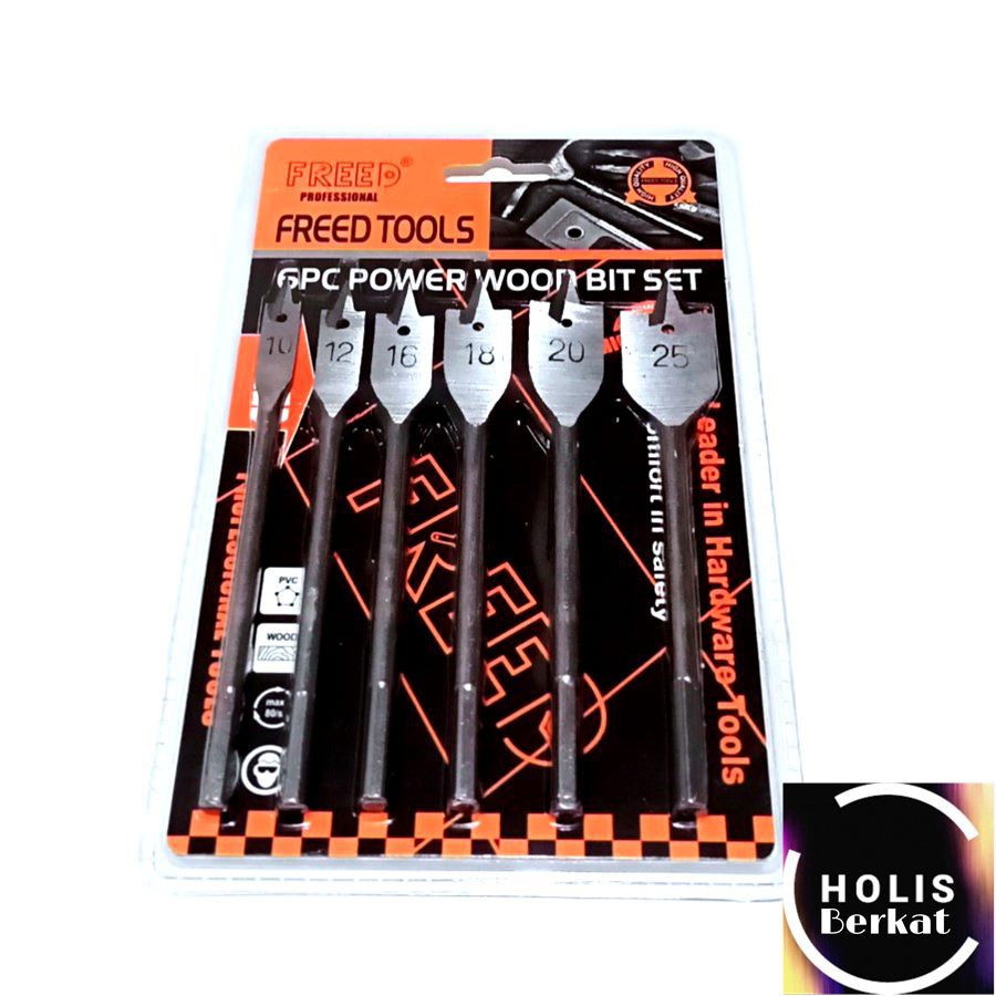 Mata Bor Kipas Lubang Kayu / Pelubang/ Flat Wood Drill Bits 6pcs