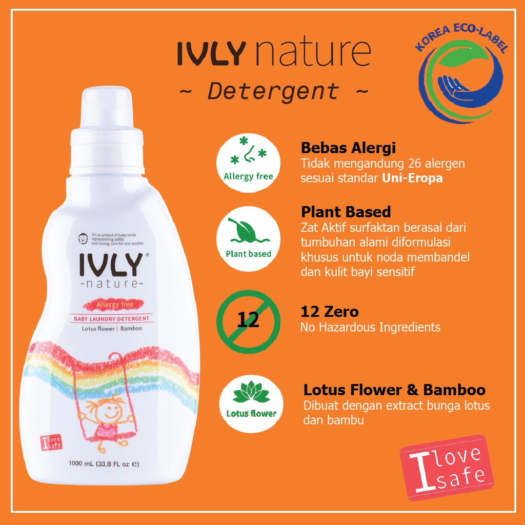 Ivly Nature - Baby Laundry Detergent 1200ml - Lotus Flower &amp; Bamboo