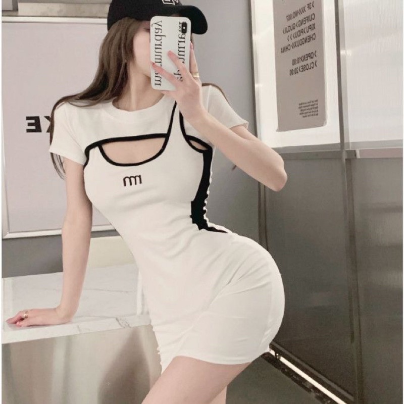 MD3 Mini dress lengan pendek sexy bodycon slim fit / korean vintage dress