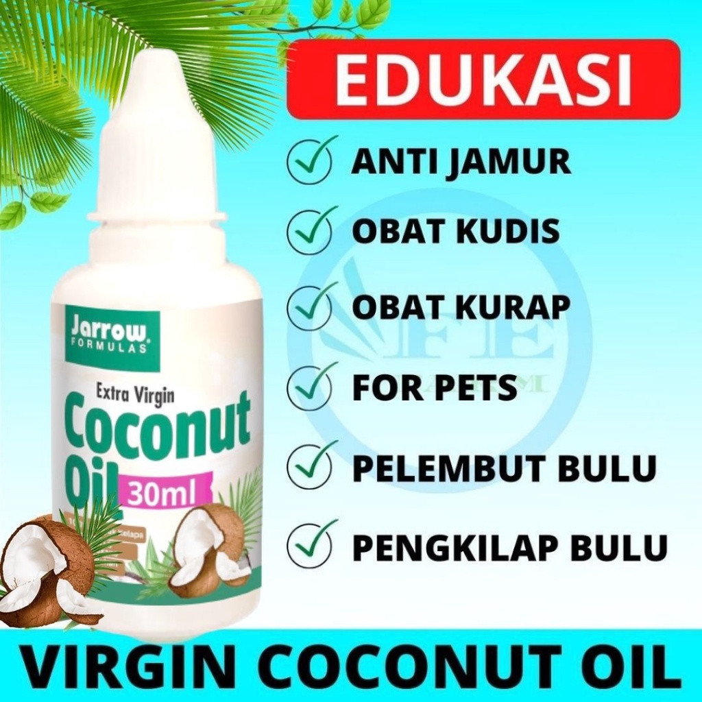 VIRGIN COCONUT OIL 30ml MINYAK KELAPA MURNI VCO MURNI OBAT JAMUR OBAT SCABIES KUCING OBAT BULU HEWAN FEFARM