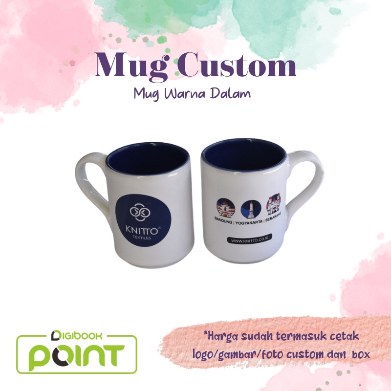 Mug custom - mug custom satuan - Cetak Mug warna dalam Custom - Biru - Dengan Dus