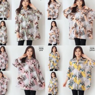 Big Promo Baju Kemeja Wanita Jumbo BIG SIZE  5036 Batik kerja kantor ibu hamil menyusui Fashion KORE