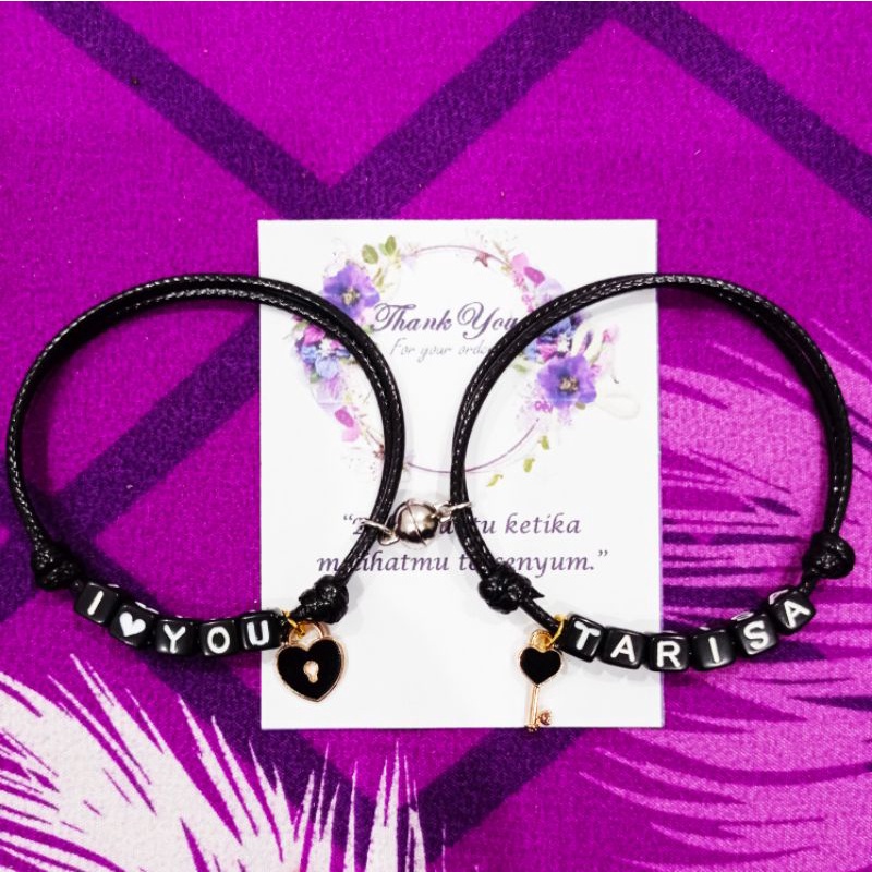 ZaphiraStore | GELANG COUPLE NAMA DADU KUNCI LOVE | GELANG LOVE ESTETIK VIRAL