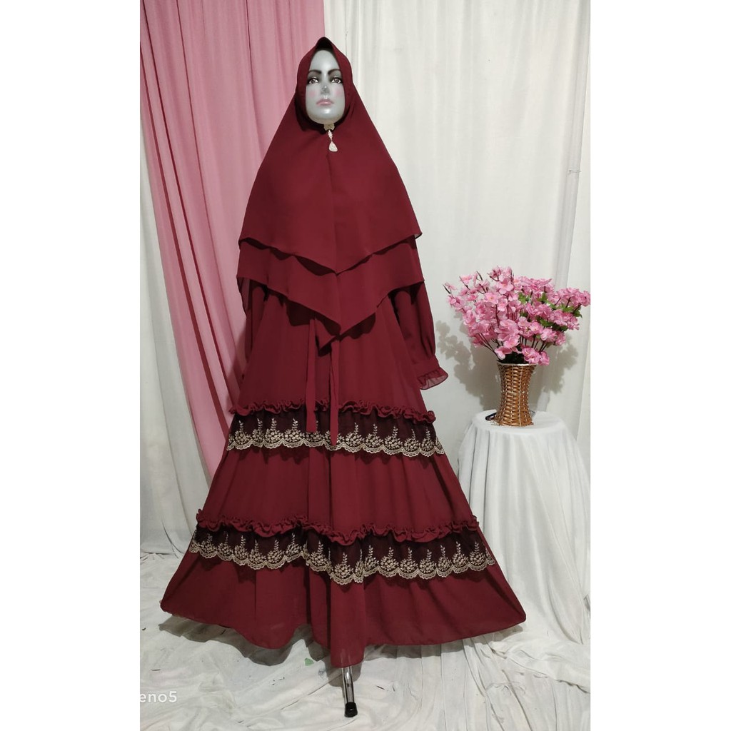 Gamis Syari Ceruty Renda Besar