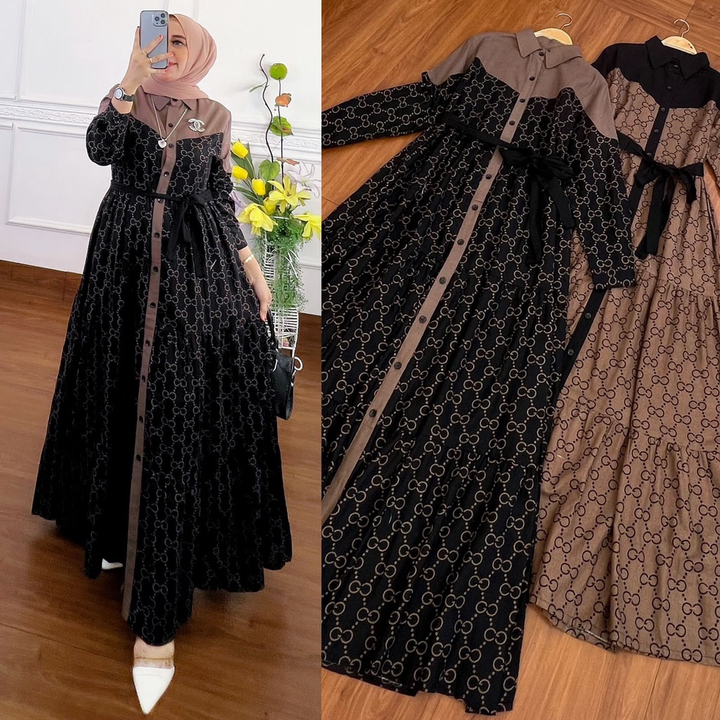 DRESS GUCCI VIRAL KANCING TERBARU / FASHION MUSLIMAH KEKINIAN TERLARIS MURAH COD /  GAMIS LEBARAN QW