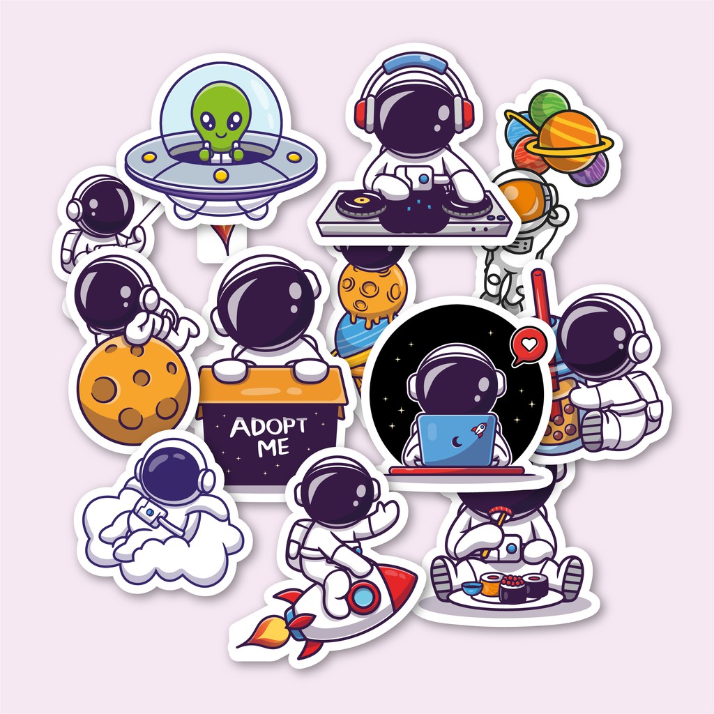 STICKER/STIKER CUTTING PACK AESTHETIC CUTE ASTRONAUT - FOR TUMBLR/HELM/LAPTOP/CASE/HP/KACA/MOTOR