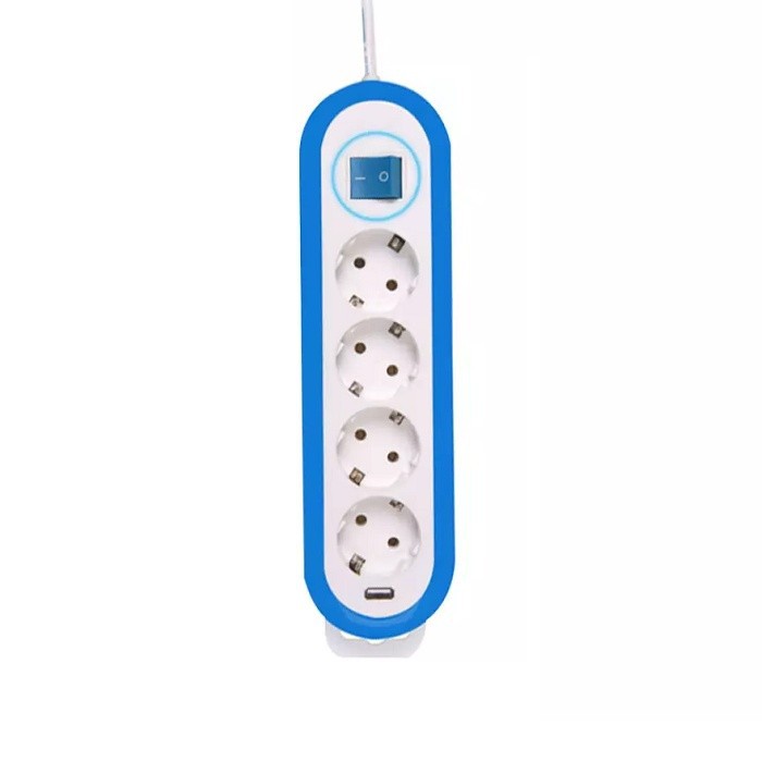 USB Charger Stop Kontak 4 Lubang + Kabel 1.5m + Saklar LY 264 USB