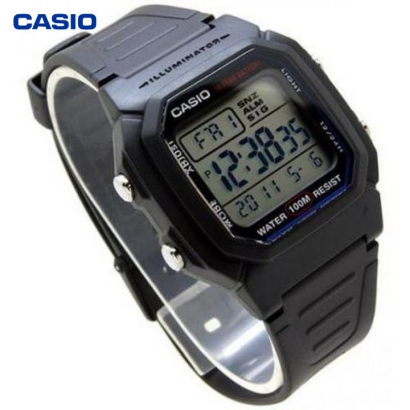 JAM TANGAN PRIA CASIO W-800H-1A ORIGINAL - W800H HITAM