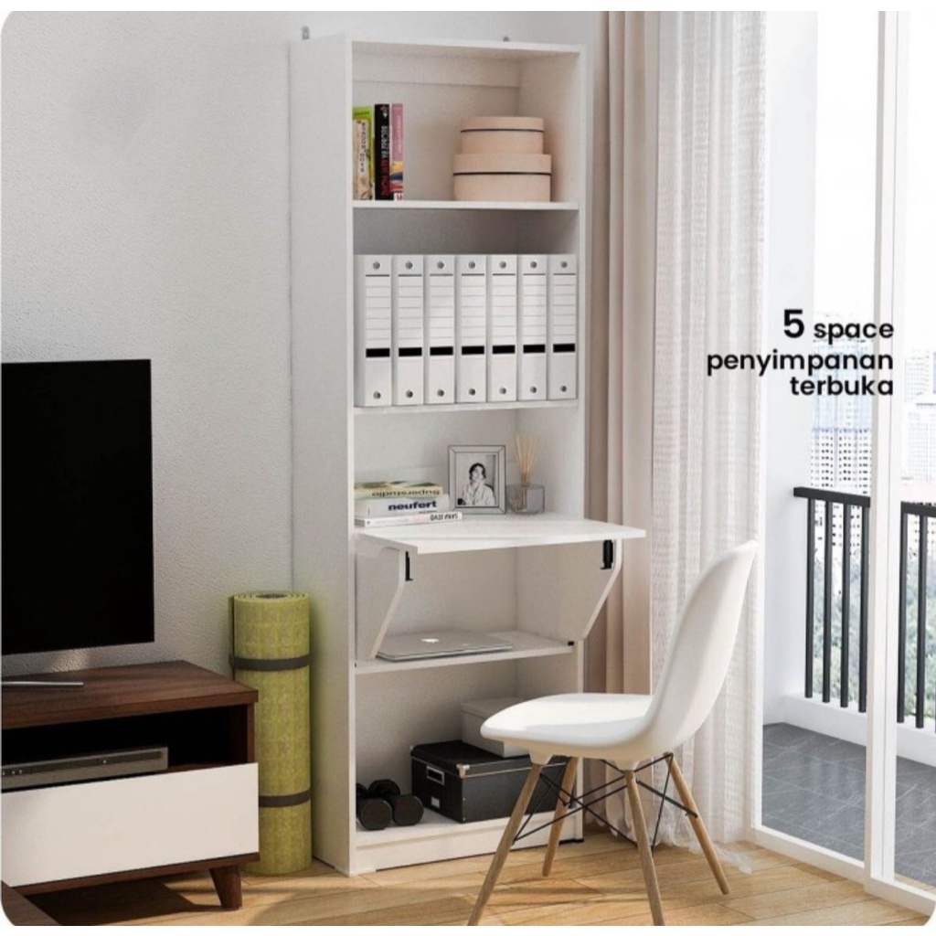 Meja belajar kerja tulis rak lemari buku minimalis tempat sempit BANDUNG