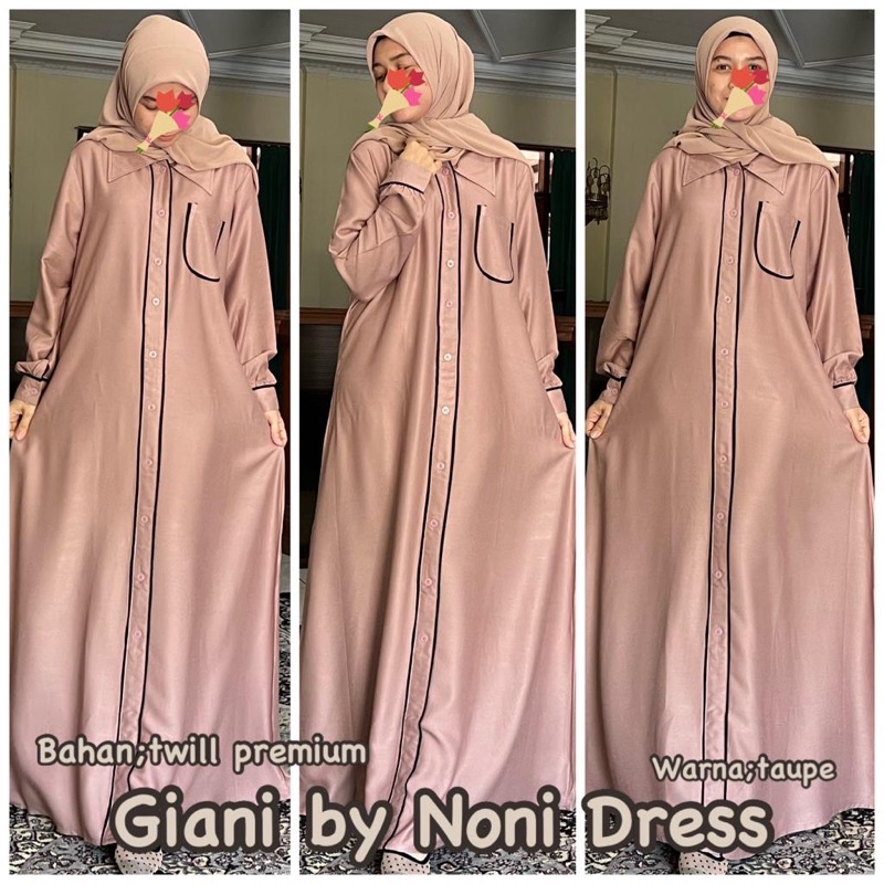 Daster Arab Noni GIANI &amp; Noni KALILA Maxi Dress Gamis Twill premium