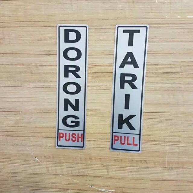 

akrilik tarik dorong 4,5x19,5 label push pull silver