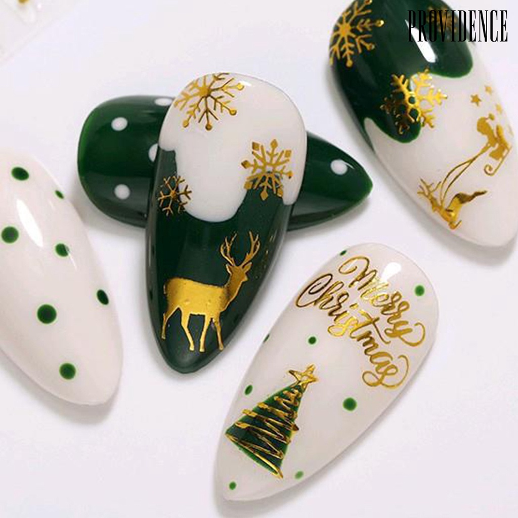 Providence 16Pcs Manicure Decal Delicate Lightweight Solid Color Gold Color Snowflake Manicure Sticker for Women