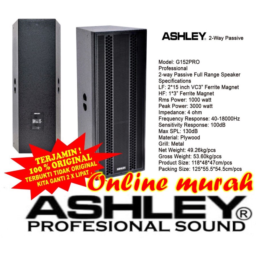 speaker pasif ashley g152pro g 152pro g152 pro 15 inch garansi resmi