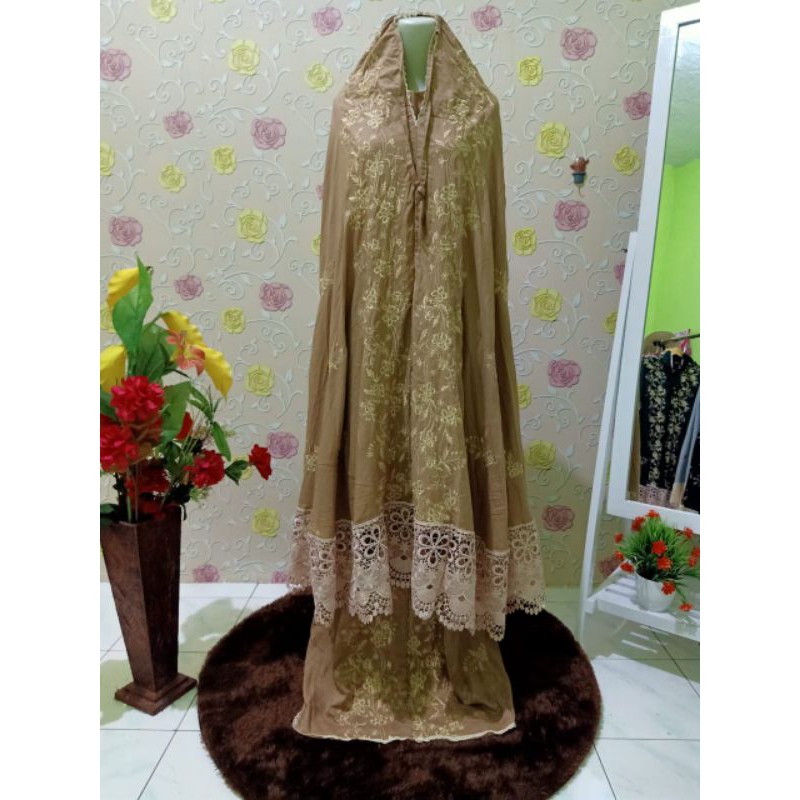 mukena bordiran rayon renda oki