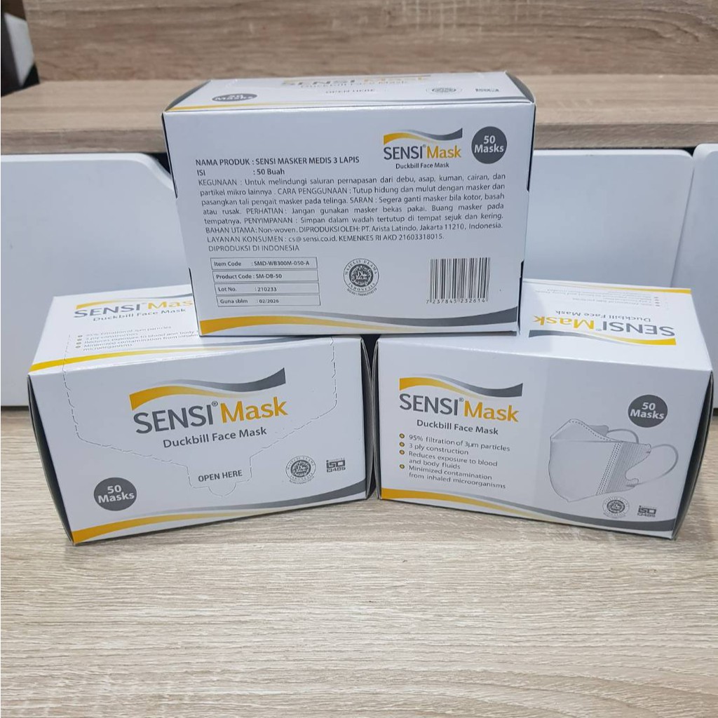 Masker Sensi Duckbill FaceMask 3Ply Original Putih / Masker Sensi duckbill