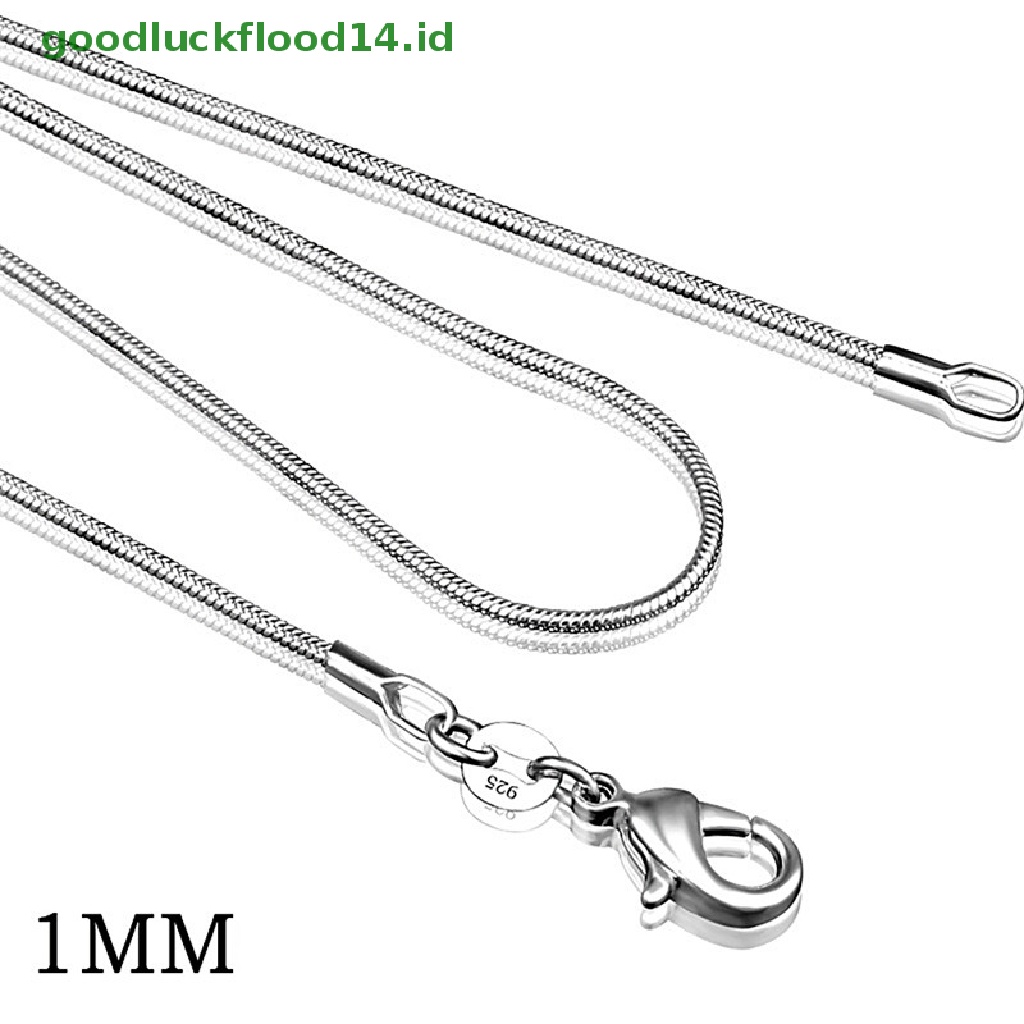 Kalung Rantai Ular 925 Sterling Silver Plated Ukuran 1mm 16 18 20 22 24 Inch