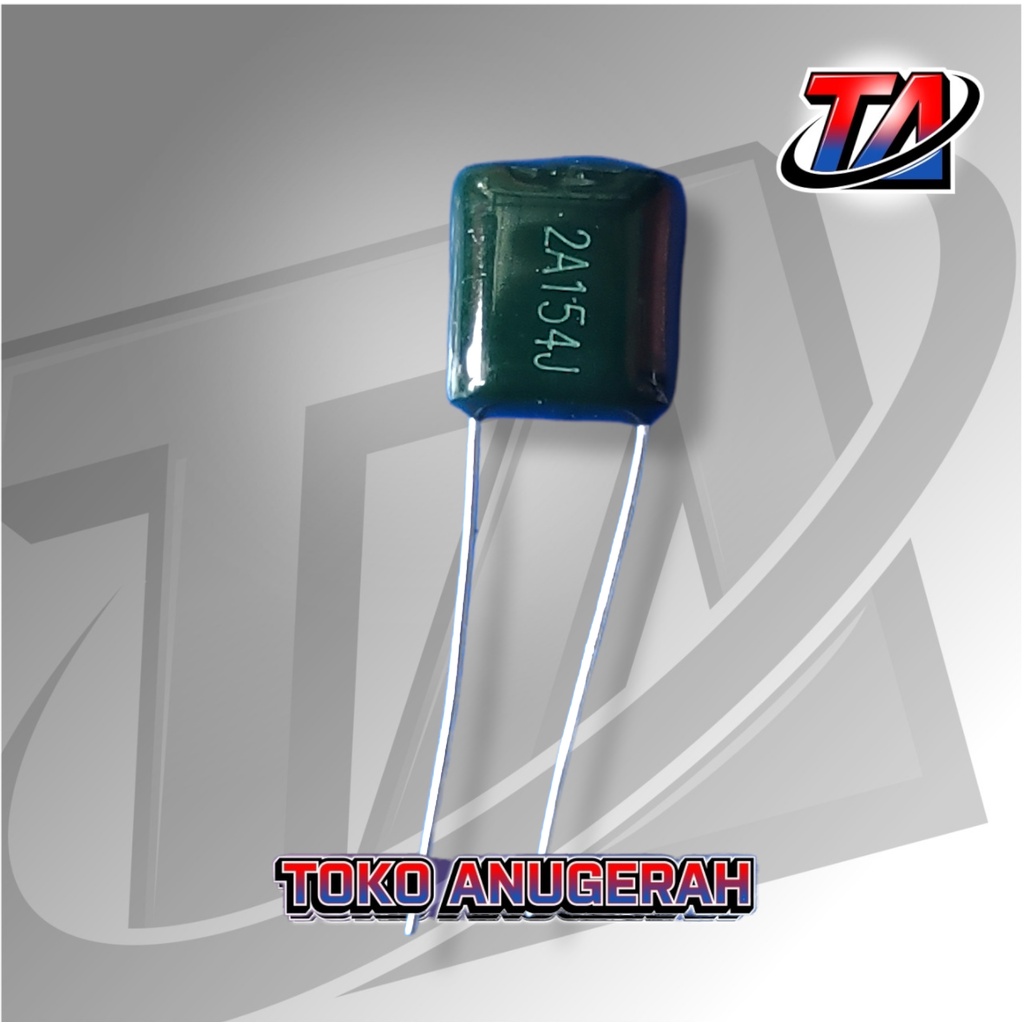 kapasitor polyester 154J 100V CL11 2A154J / 2A 154J