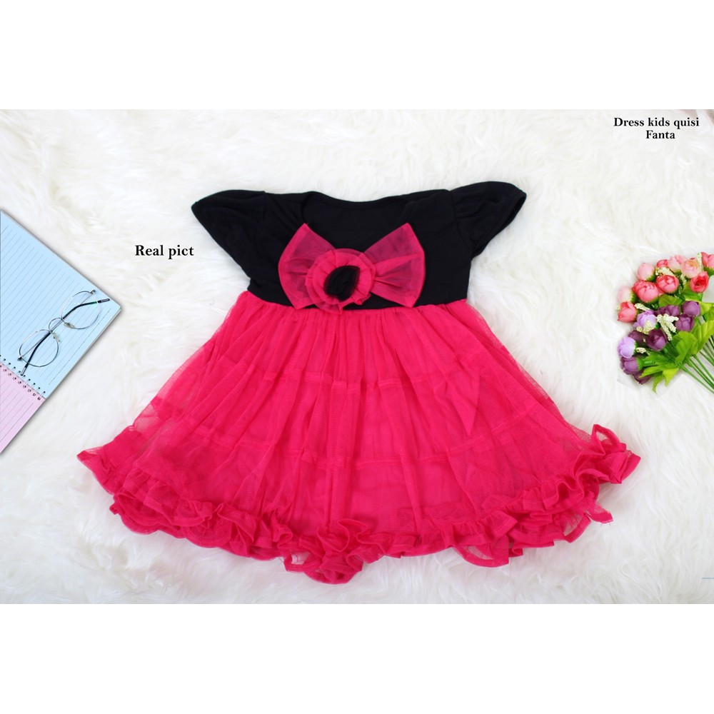 Dress Kids Quisi/Baju Gaun Pesta Anak Lengan Pendek/Terusan Dress Anak 3thn Premium Murah