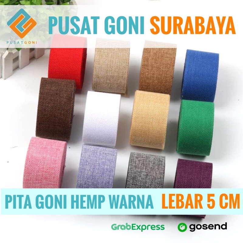 

Pita Goni Hemp Warna Lebar 5 cm - Pita Dekorasi - Pita Natal - Pita Hampers - Pita Kado - Pita Vintage - Pita Rustic