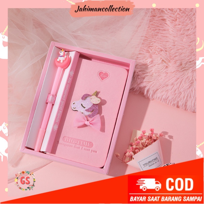 

✨ BISA COD ✨ Notebook set diary UNICORN 3D / Agenda jurnal Planner Buku tulis kado - motif C