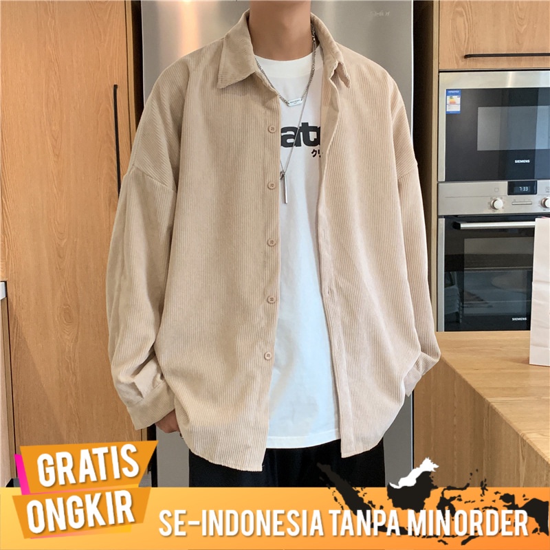 Outerwear Pria Spring In Trendy  Corduroy Kemeja Pria Lengan Panjang Trendy All-Match   Korea Bebera
